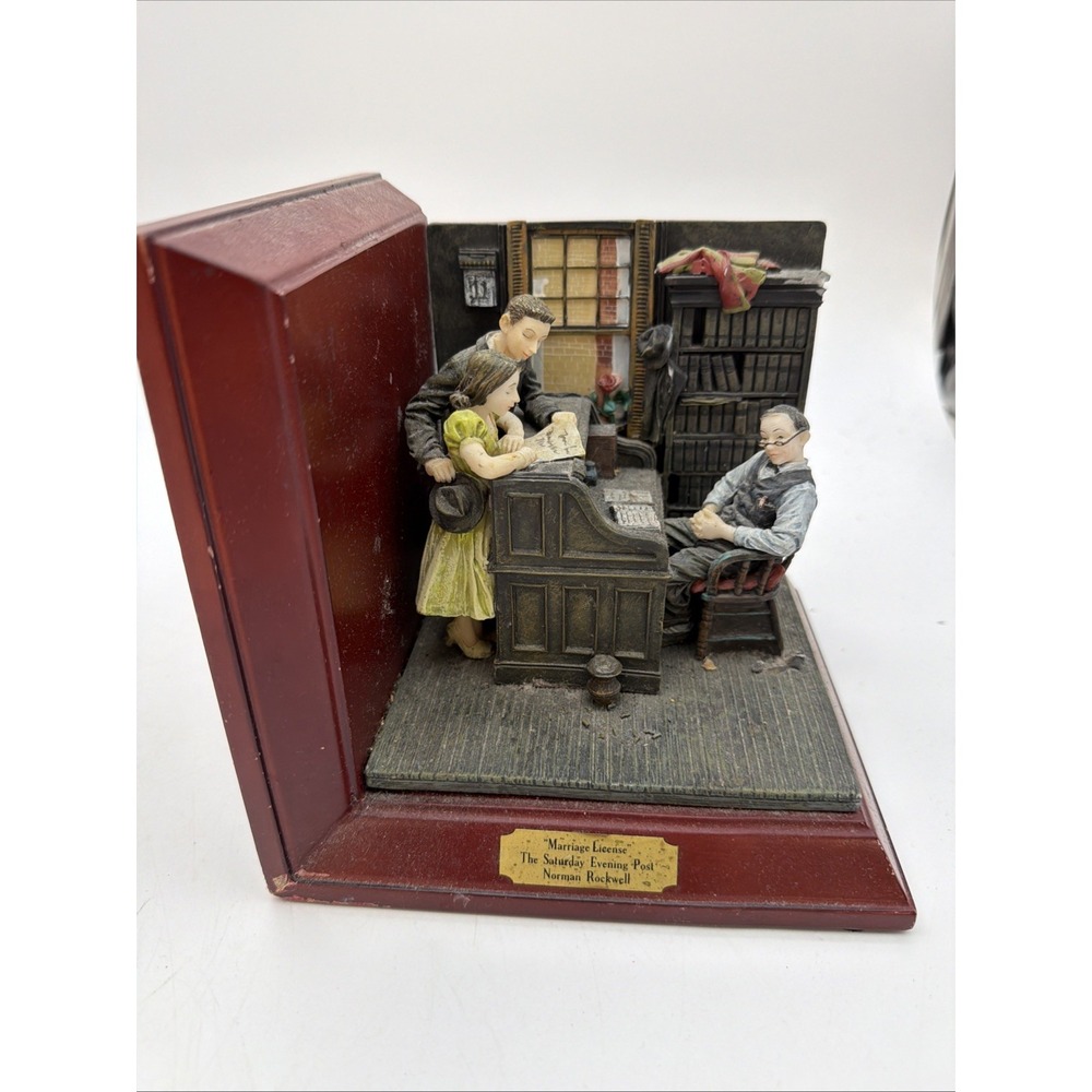 Norman Rockwell Saturday Evening Post Marriage License Bookend